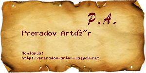 Preradov Artúr névjegykártya